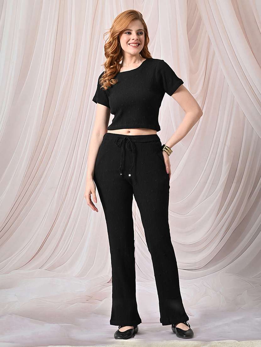 women embroidered round neck top and trouser co-ord  set - 22558282 -  Standard Image - 2