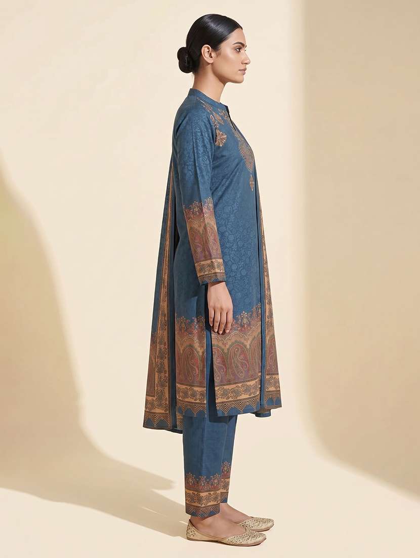 women printed long sleeve kurta pant with dupatta set - 22558332 -  Standard Image - 2
