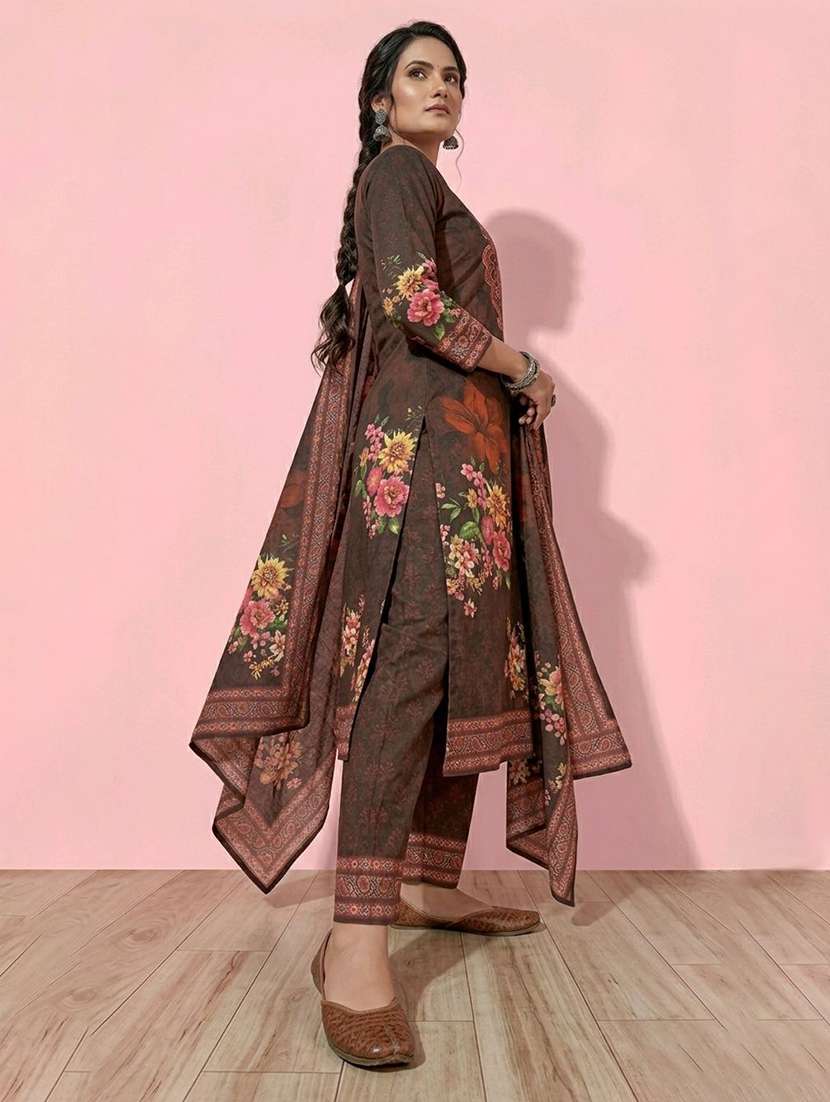 women printed long sleeve kurta pant with dupatta set - 22558333 -  Standard Image - 2