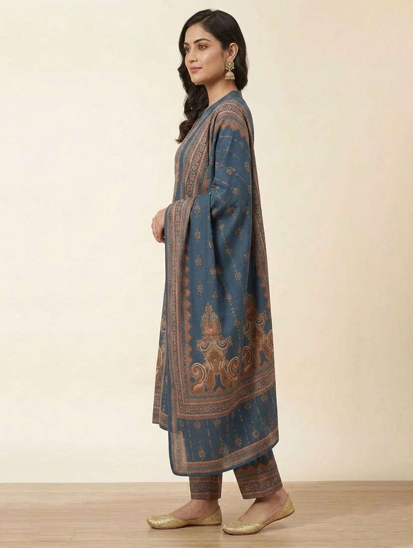 women printed long sleeve kurta pant with dupatta set - 22558338 -  Standard Image - 2