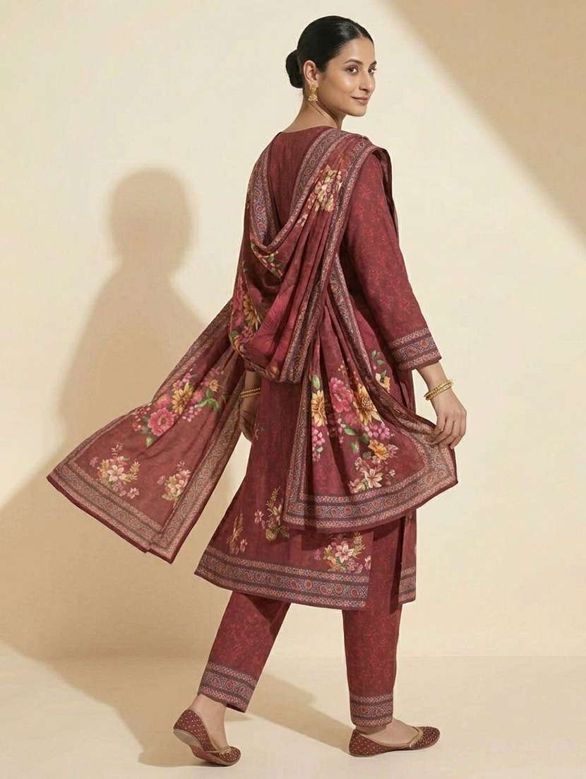 women printed long sleeve kurta pant with dupatta set - 22558339 -  Standard Image - 2