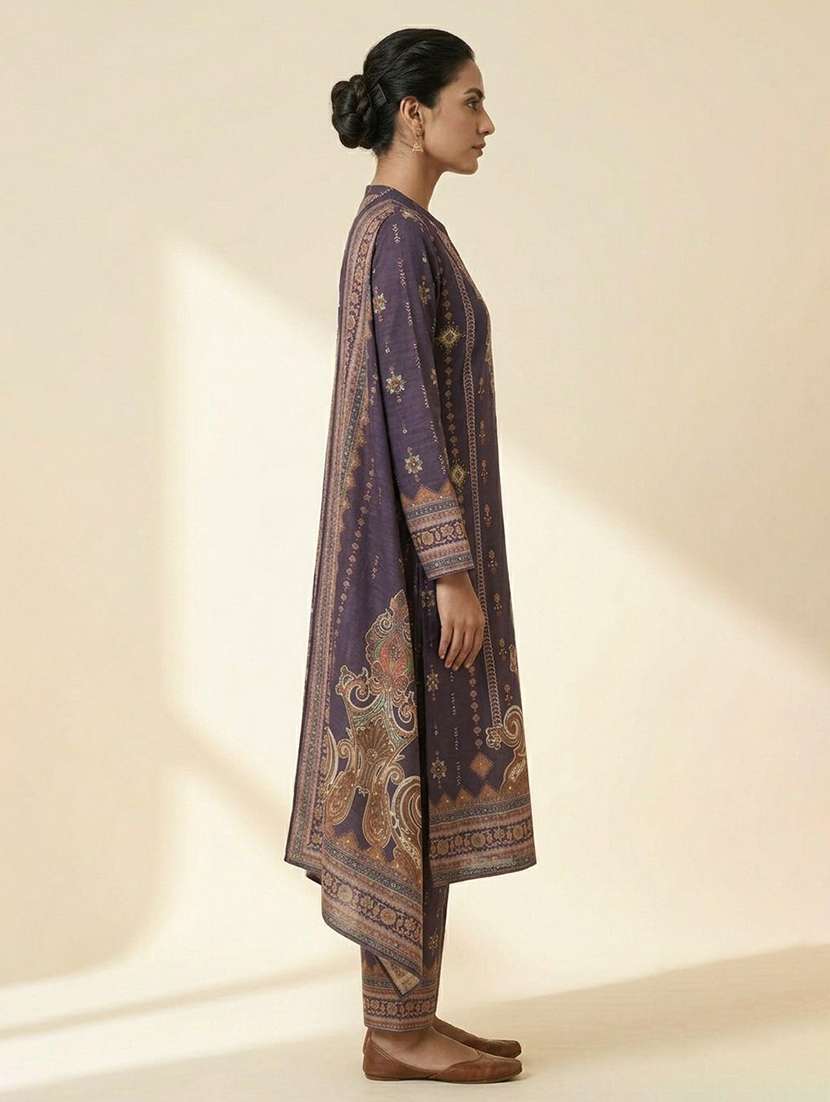 women printed long sleeve kurta pant with dupatta set - 22558342 -  Standard Image - 2