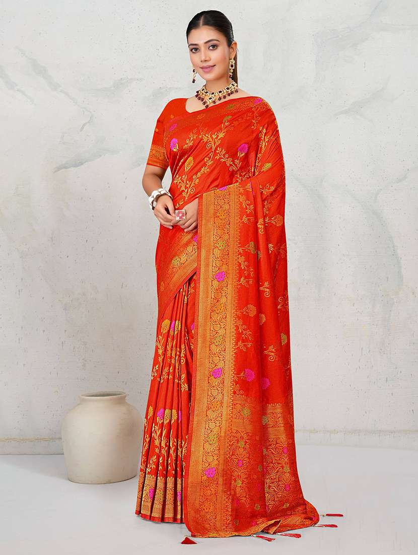 women self design banarasi saree with blouse