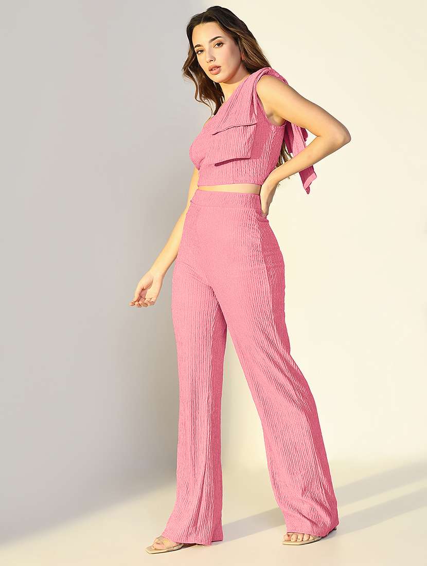 Women Self Design One Shoulder Top And Trouser Co-ord Set - 22558578 -  Standard Image - 2