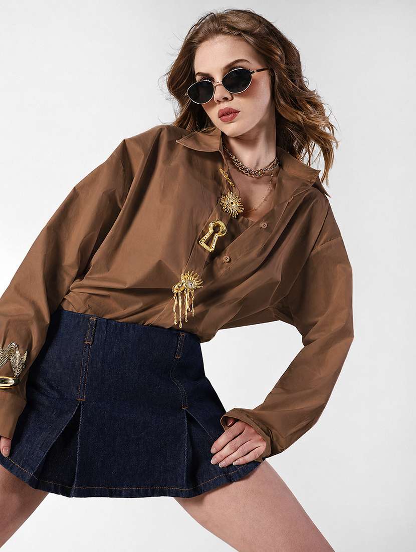 Women Embellished Long Sleeves Oversized Shirt - 22558584 -  Standard Image - 2