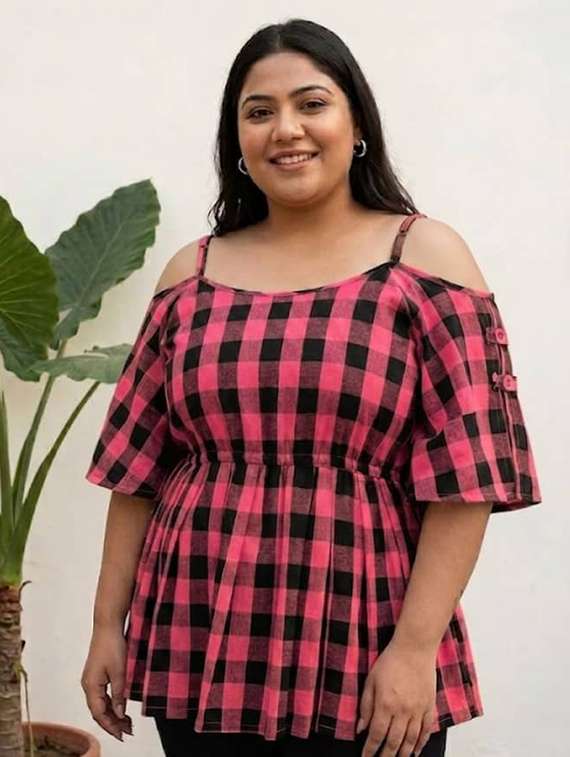 women printed cold shoulder peplum top