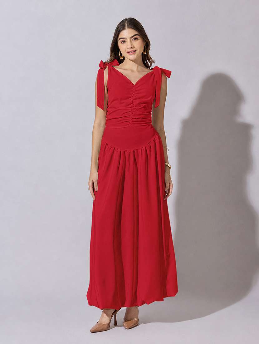 women solid sleeveless fit and flare dress - 22558626 -  Standard Image - 2