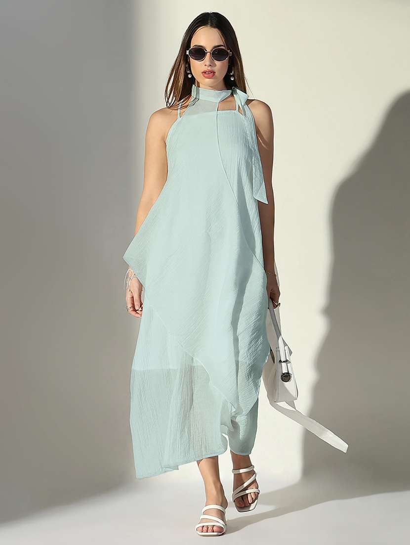 women solid sleeveless a-line dress