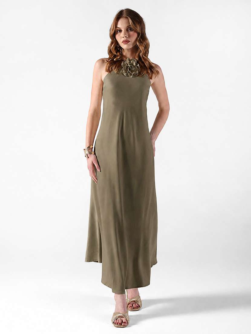 women applique detailed halter neck a-line dress - 22558640 -  Standard Image - 2