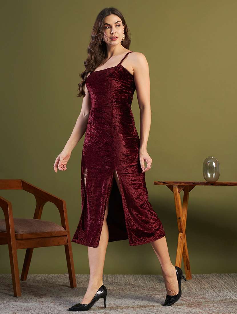 women solid shoulder strap sheath dress - 22558713 -  Standard Image - 2