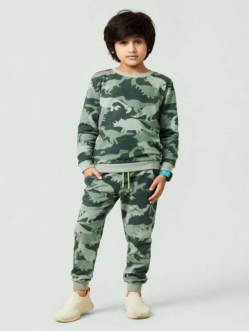boys printed long sleeves full length set