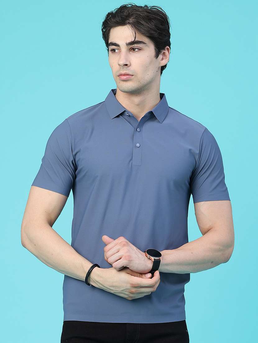 men solid short sleeve slim fit polo t-shirt - 22561122 -  Standard Image - 2