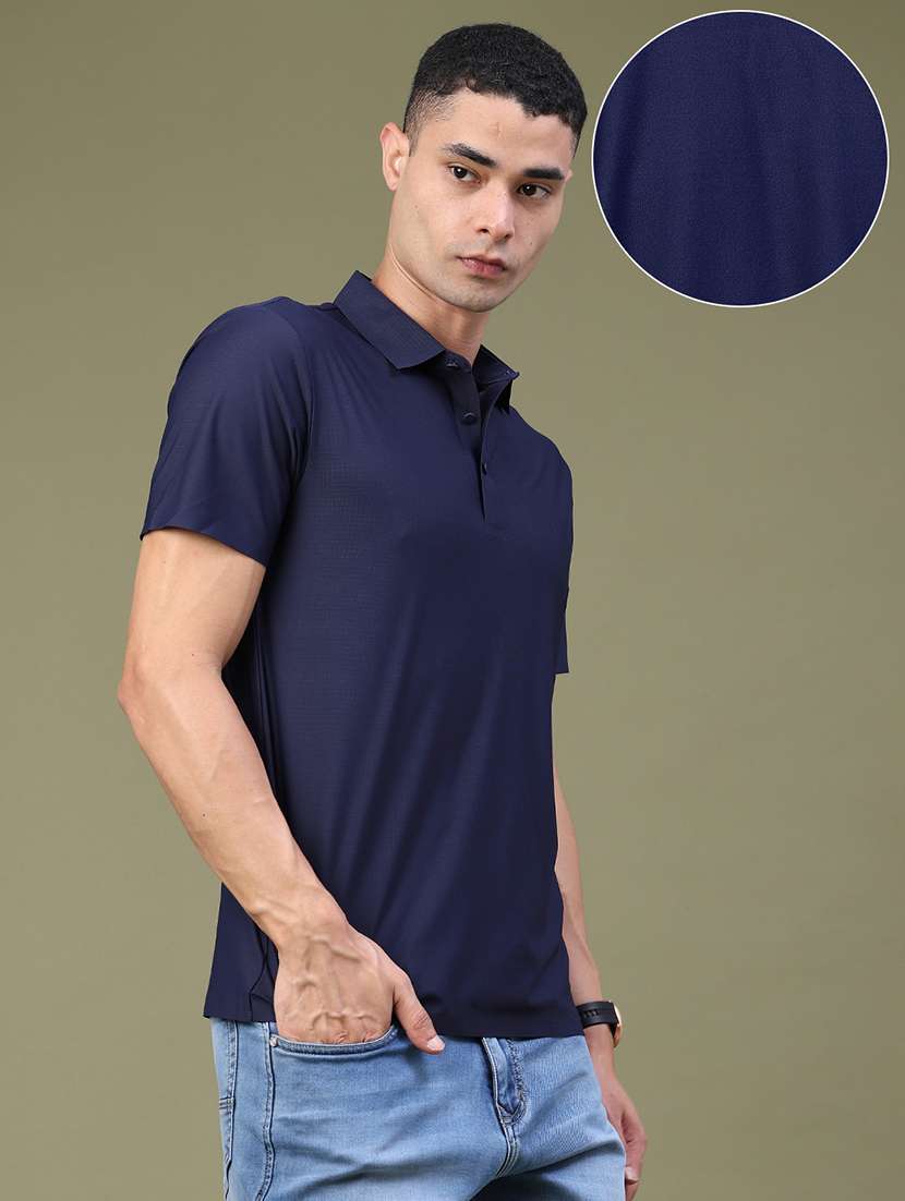 Men Solid Short Sleeve Slim Fit Polo T-shirt - 22561128 -  Standard Image - 2