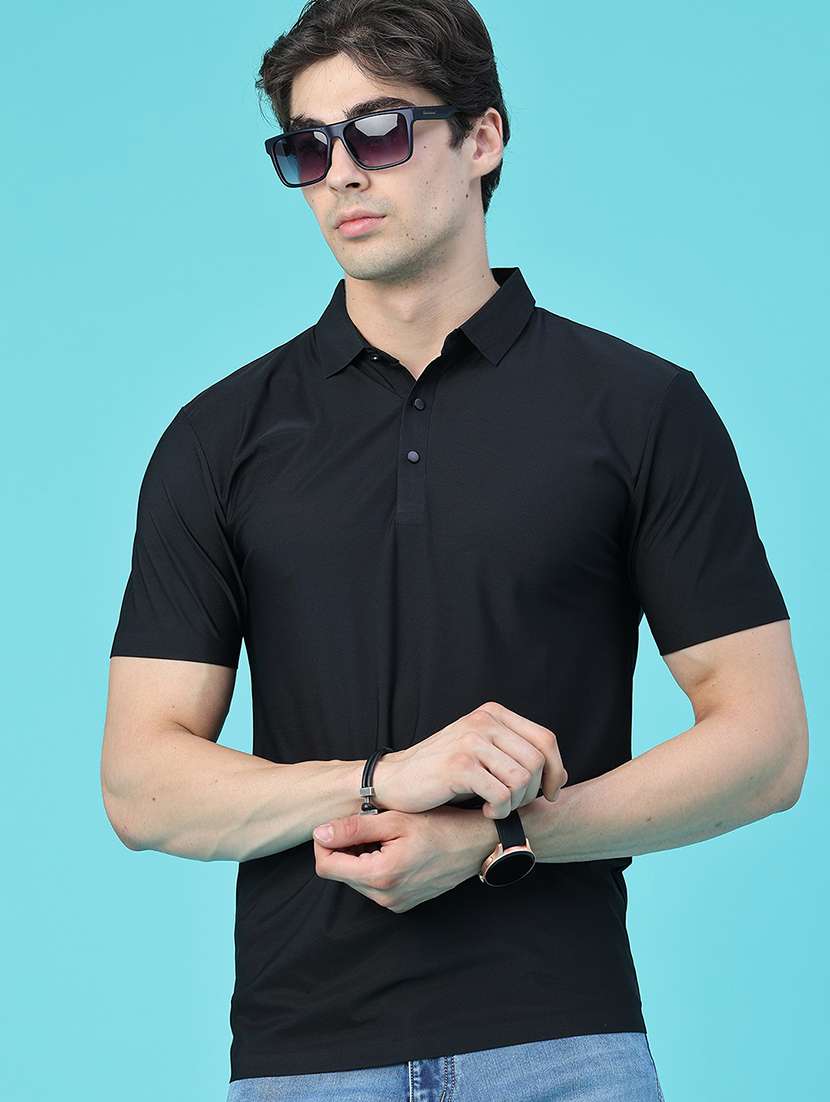 men solid short sleeve slim fit polo t-shirt
