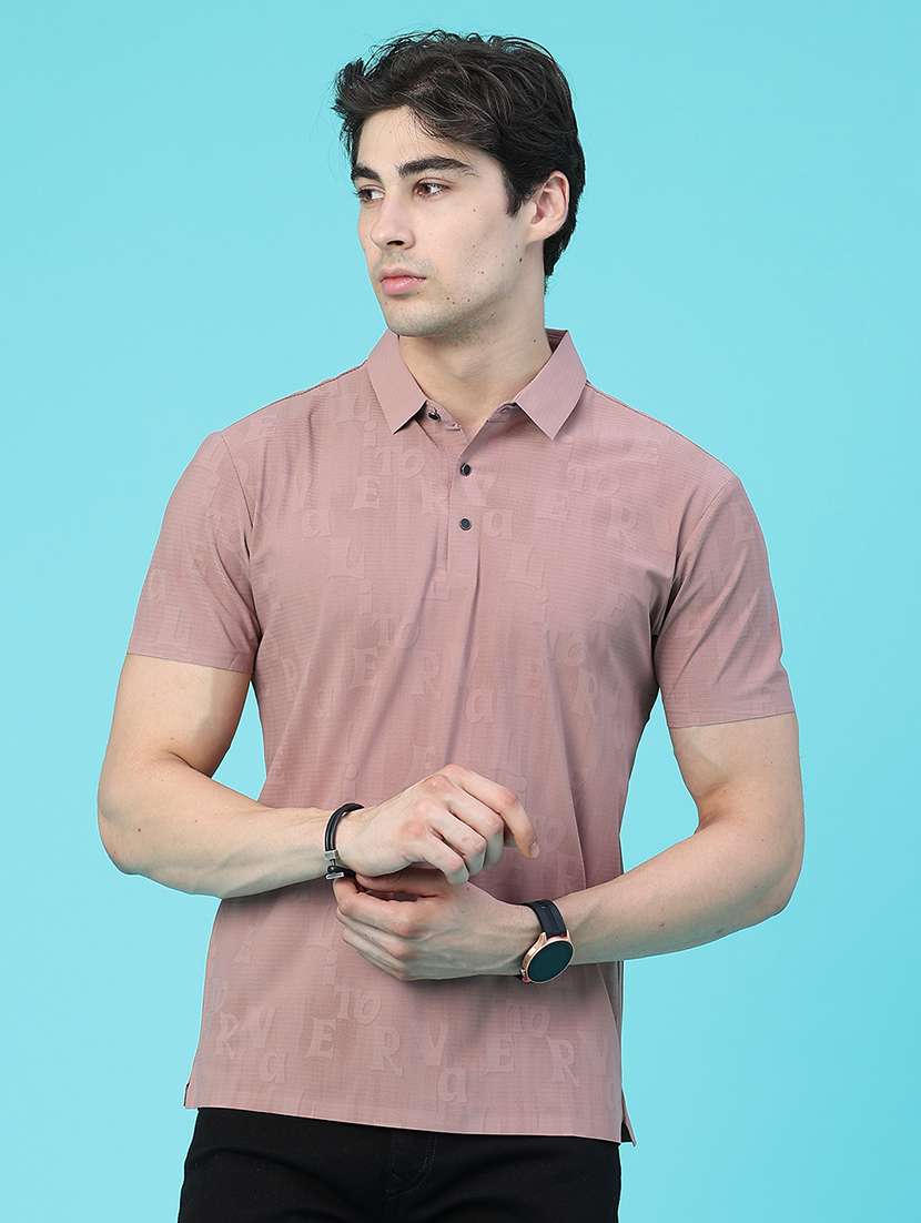 Men Self Design Short Sleeve Slim Fit Polo T-shirt - 22561132 -  Standard Image - 2