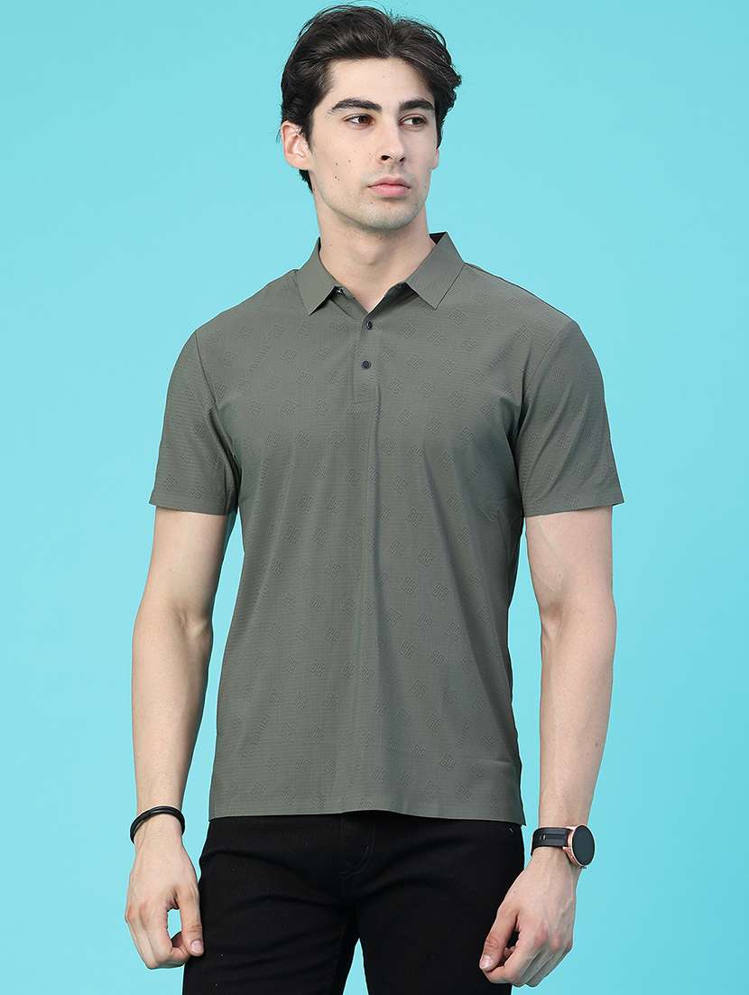 Men Self Design Short Sleeve Slim Fit Polo T-shirt - 22561145 -  Standard Image - 2