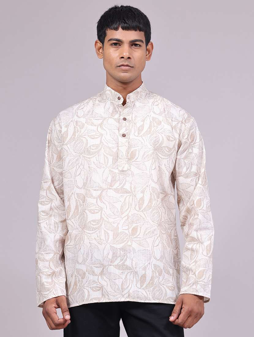 Men Printed Long Sleeves Short Kurta - 22561161 -  Standard Image - 2