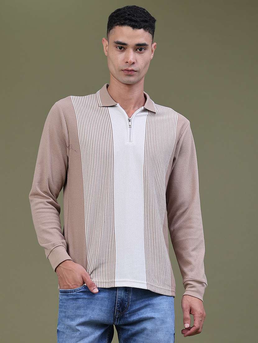 men striped long sleeve regular fit polo t-shirt - 22561270 -  Standard Image - 2