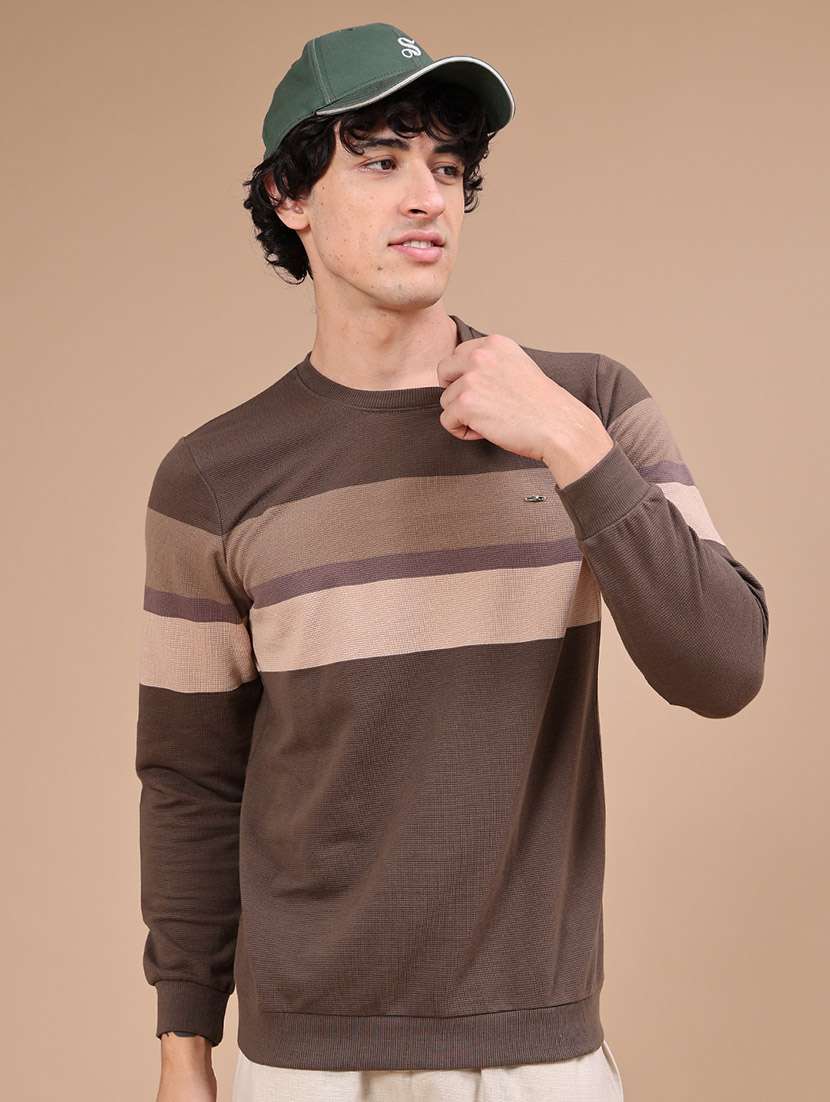 men striped long sleeves sweatshirt