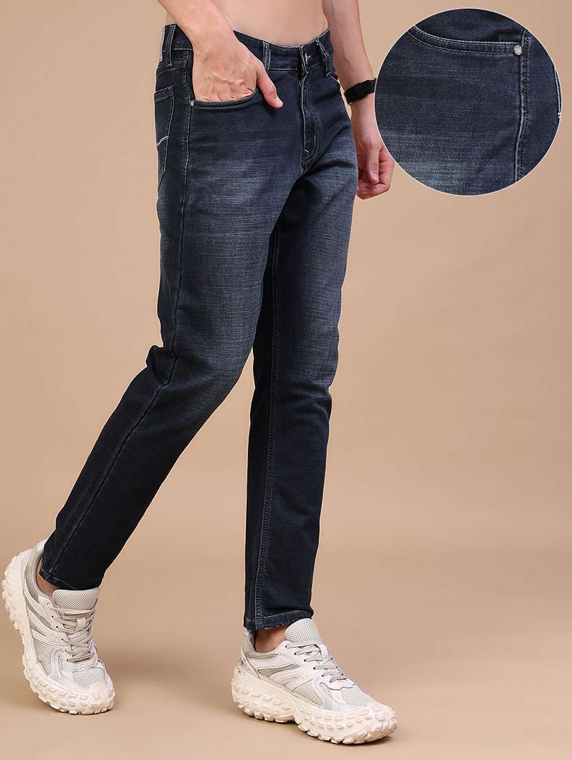 Men Washed Mid Rise Full Length Slim Fit Jeans - 22561384 -  Standard Image - 2