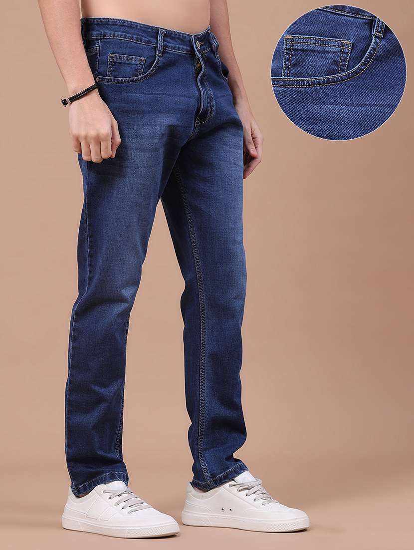 Men Washed Mid Rise Full Length Straight Jeans - 22561387 -  Standard Image - 2