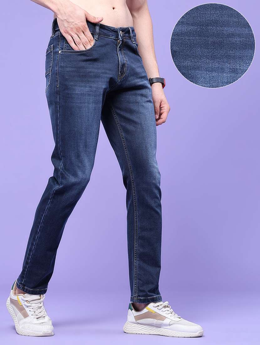 Men Washed Mid Rise Full Length Slim Fit Jeans - 22561393 -  Standard Image - 2