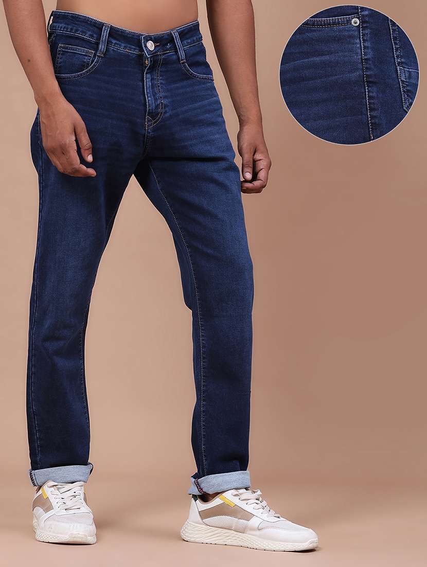 Men Washed Mid Rise Full Length Tapered Jeans - 22561394 -  Standard Image - 2
