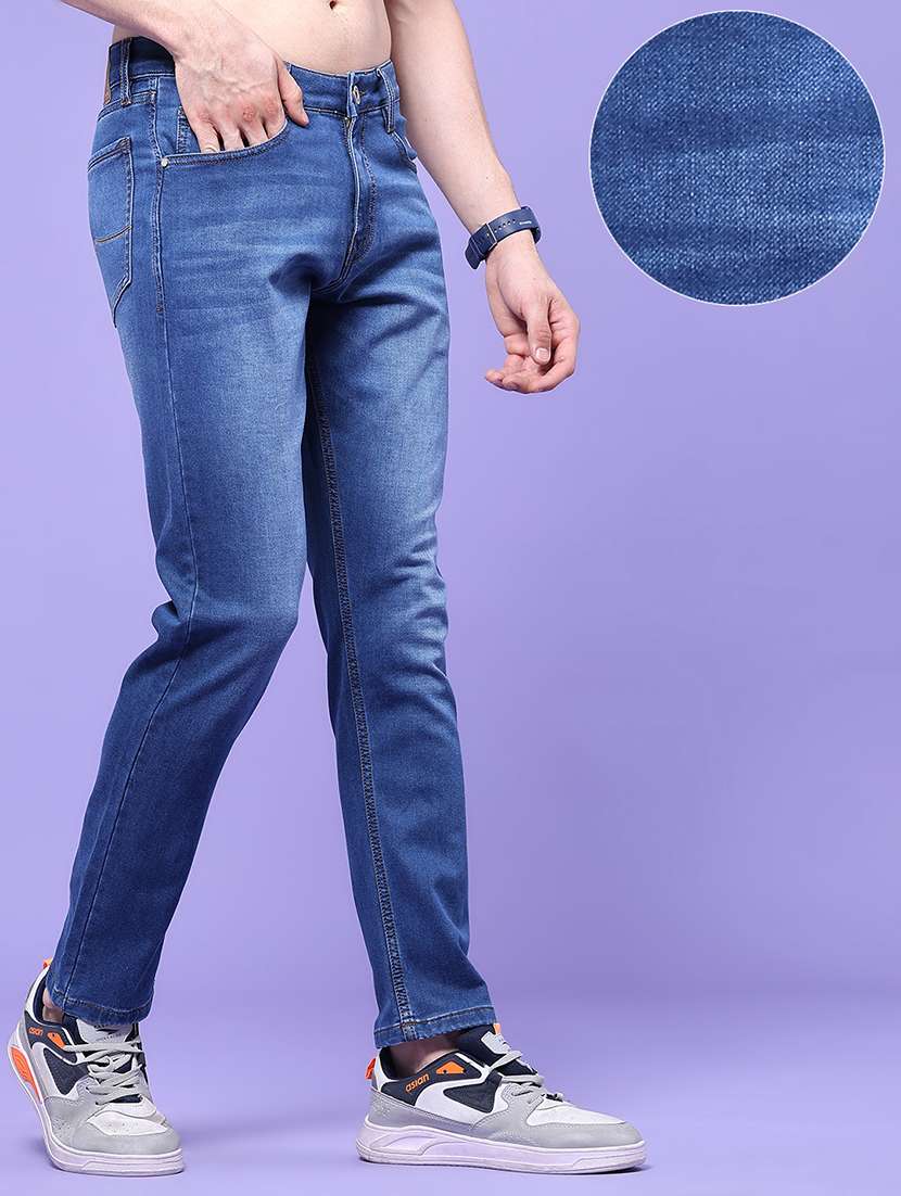 Men Washed Mid Rise Full Length Slim Fit Jeans - 22561413 -  Standard Image - 2