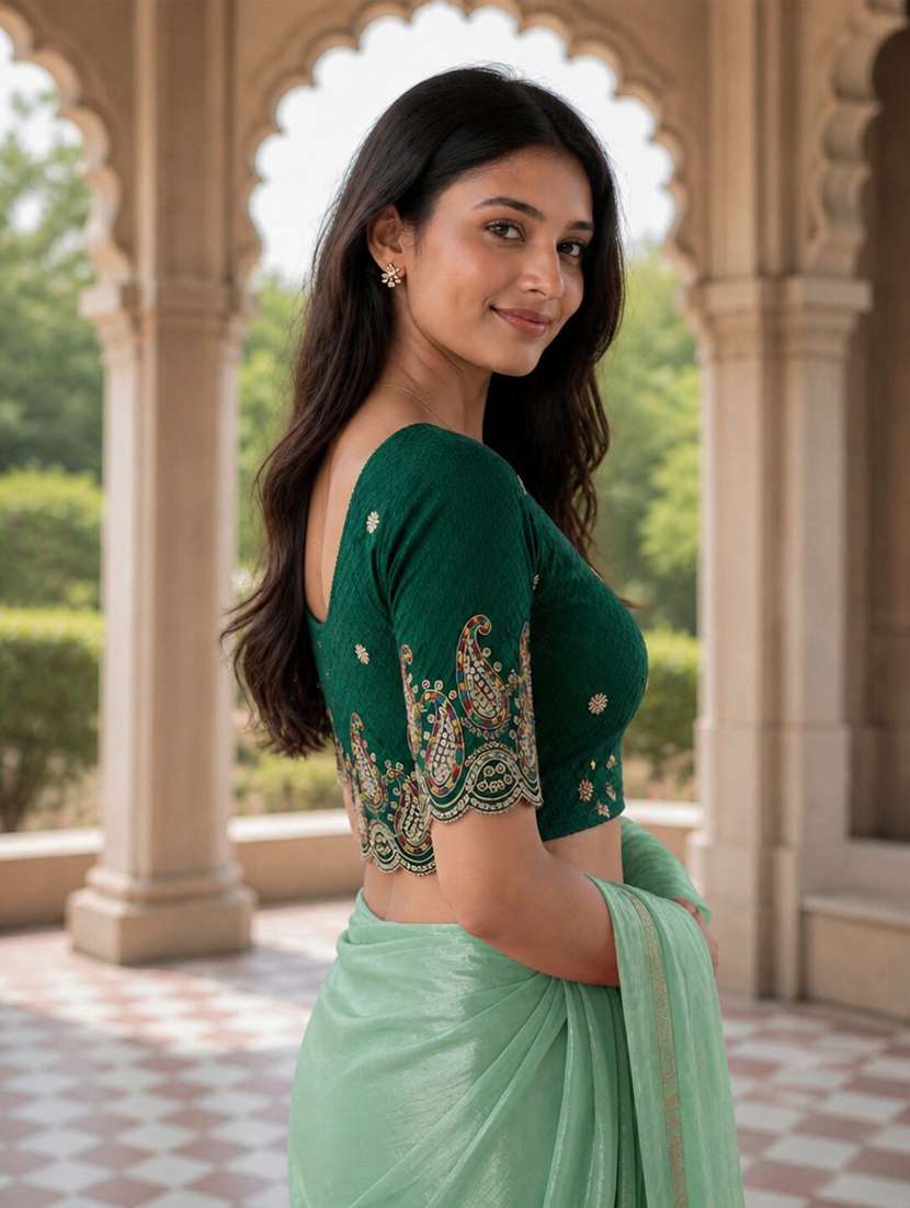 women embroidered round neck stitched blouse - 22561454 -  Standard Image - 2