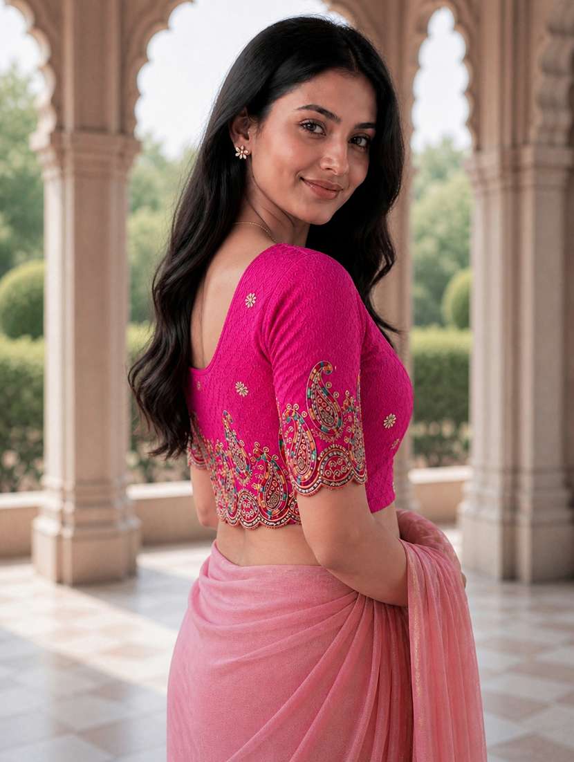 Women Embroidered Round Neck Stitched Blouse - 22561456 -  Standard Image - 2