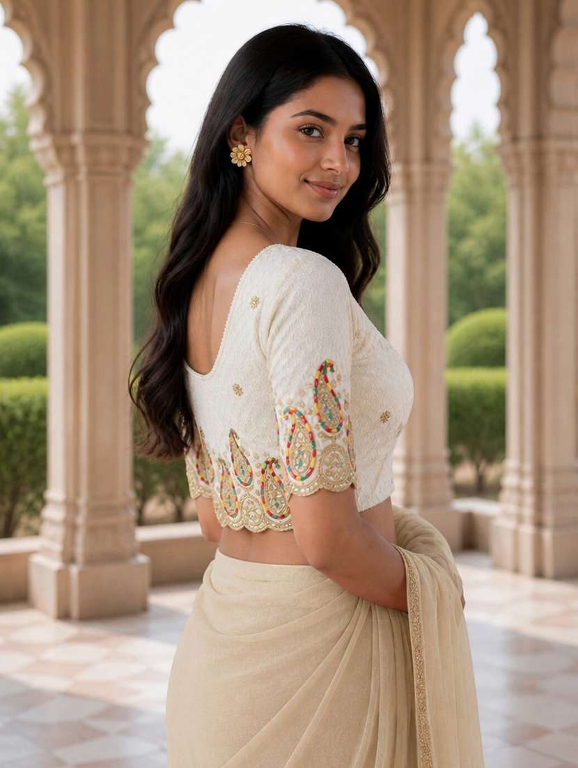 Women Embroidered Round Neck Stitched Blouse - 22561459 -  Standard Image - 2