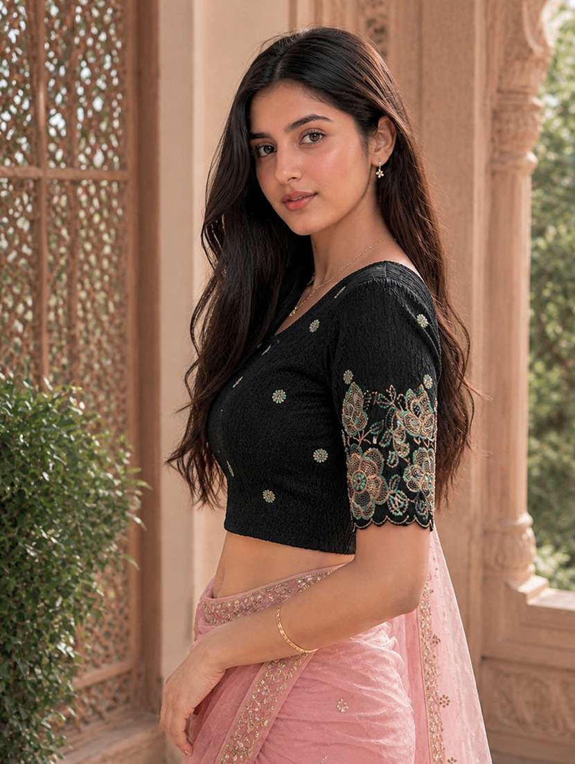 women embroidered round neck stitched blouse - 22561462 -  Standard Image - 2