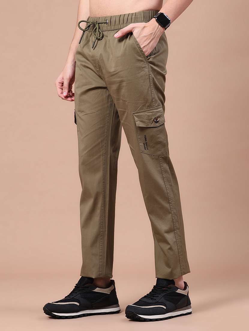 Men Solid Mid Rise Regular Fit Cargo - 22562324 -  Standard Image - 2