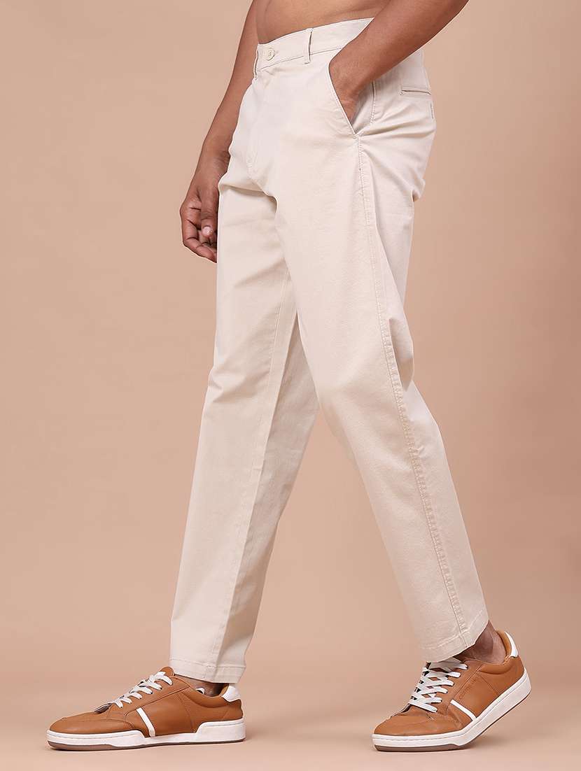 Men Solid Mid Rise Chinos Casual Trouser - 22562555 -  Standard Image - 2