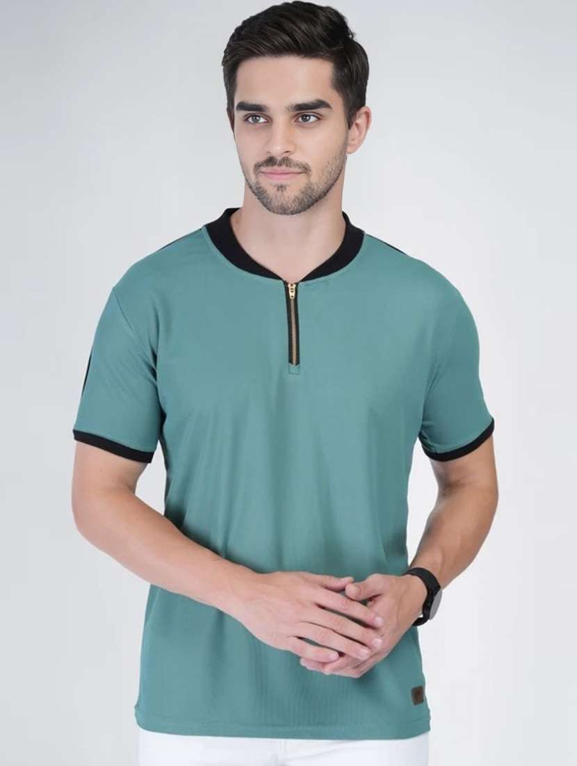 men solid short sleeves regular fit t-shirt