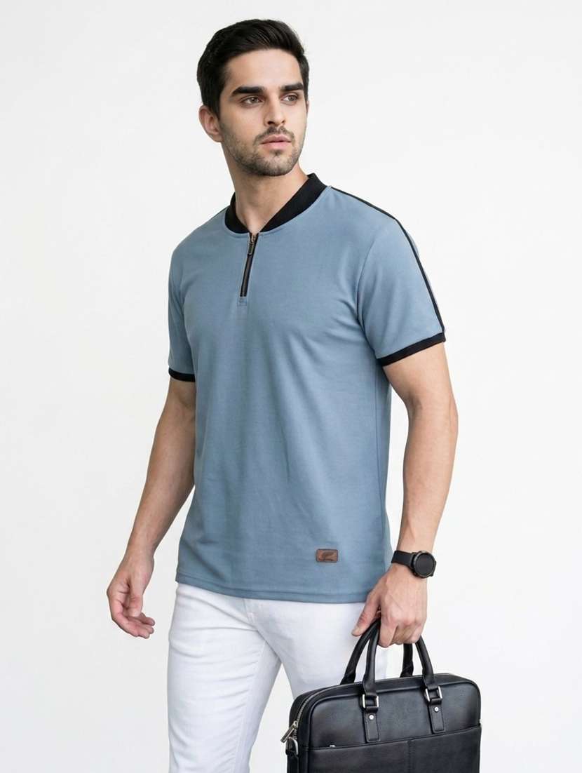 men solid short sleeves regular fit t-shirt