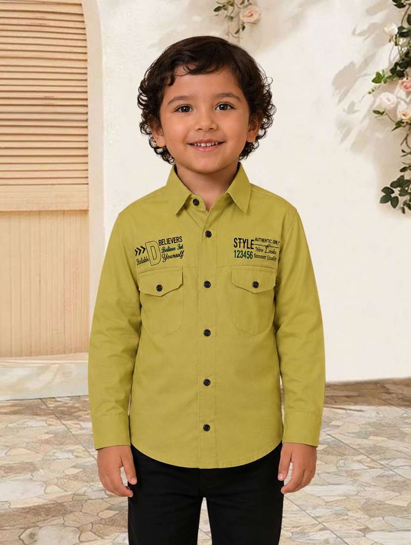 boys printed long sleeves regular fit shirt