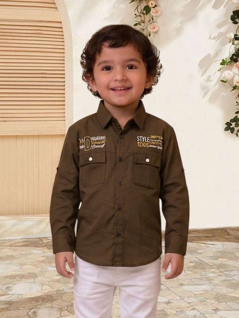 boys printed long sleeves regular fit shirt