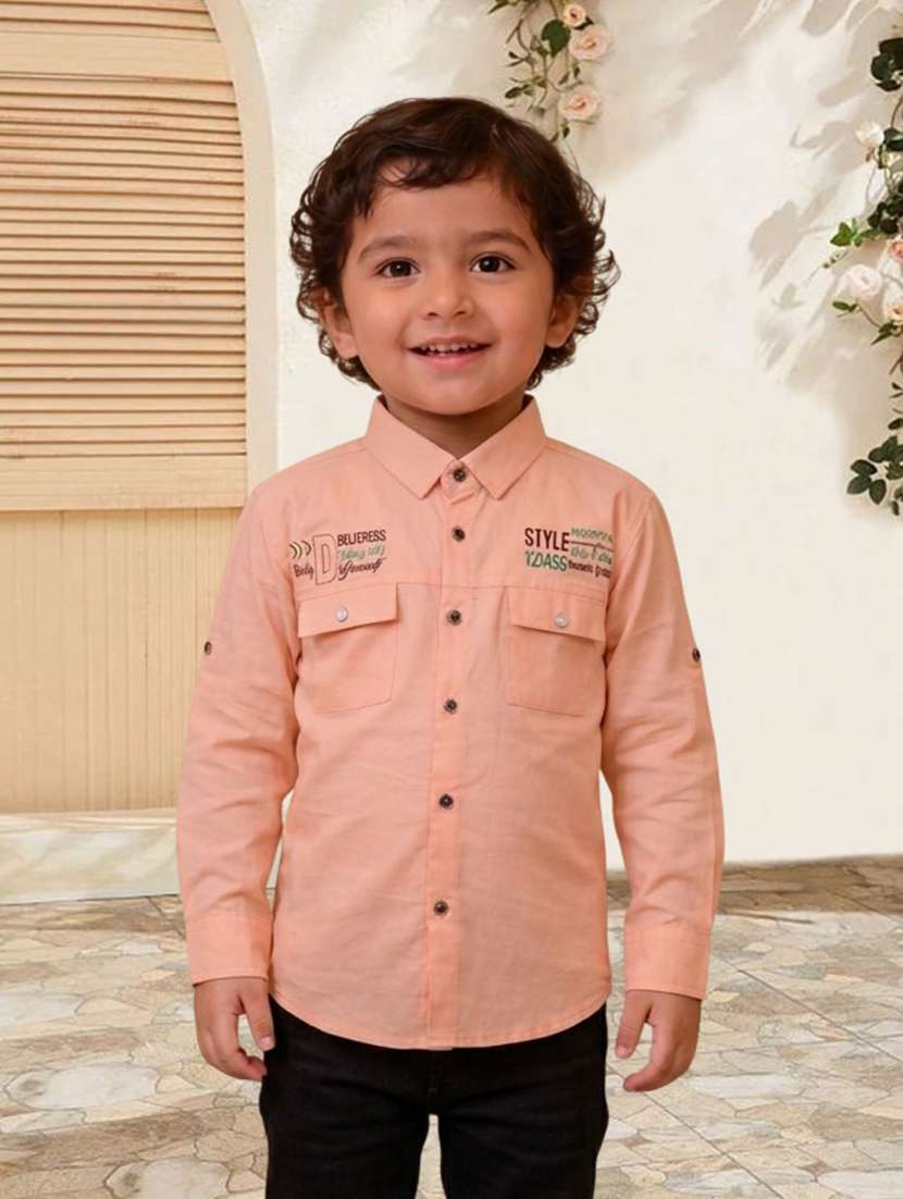 boys printed long sleeves regular fit shirt