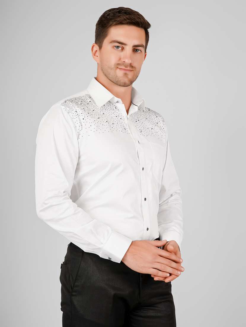 men embellished long sleeve slim fit casual shirt - 22562948 -  Standard Image - 2