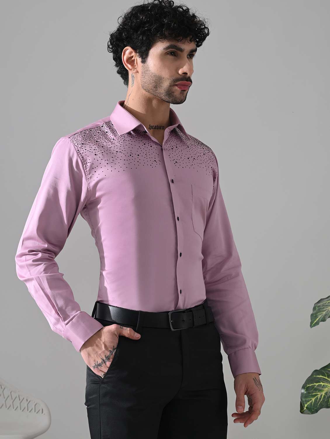 men embellished long sleeve slim fit casual shirt - 22562950 -  Standard Image - 2
