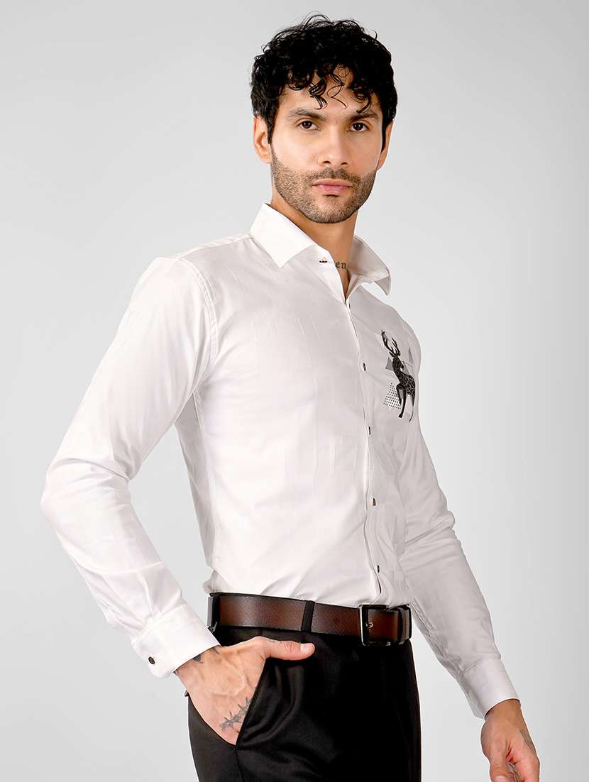 Men Embellished Long Sleeve Slim Fit Casual Shirt - 22562952 -  Standard Image - 2