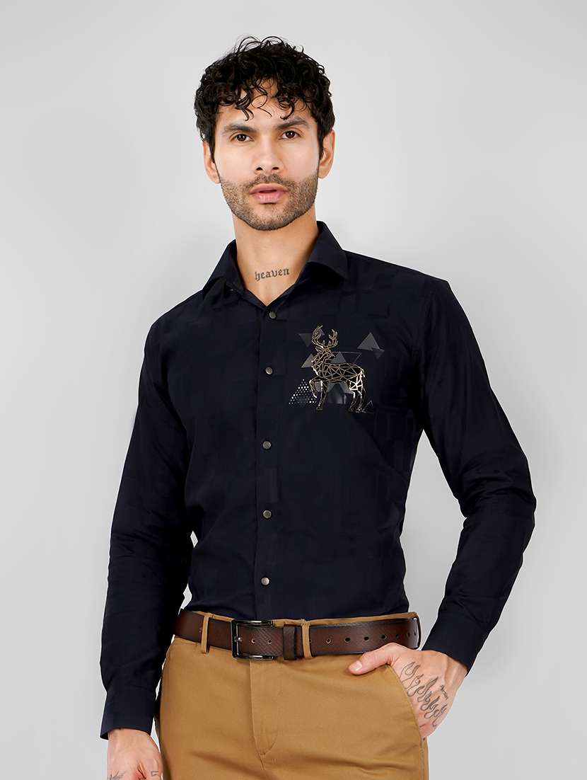 men embellished long sleeve slim fit casual shirt - 22562954 -  Standard Image - 2