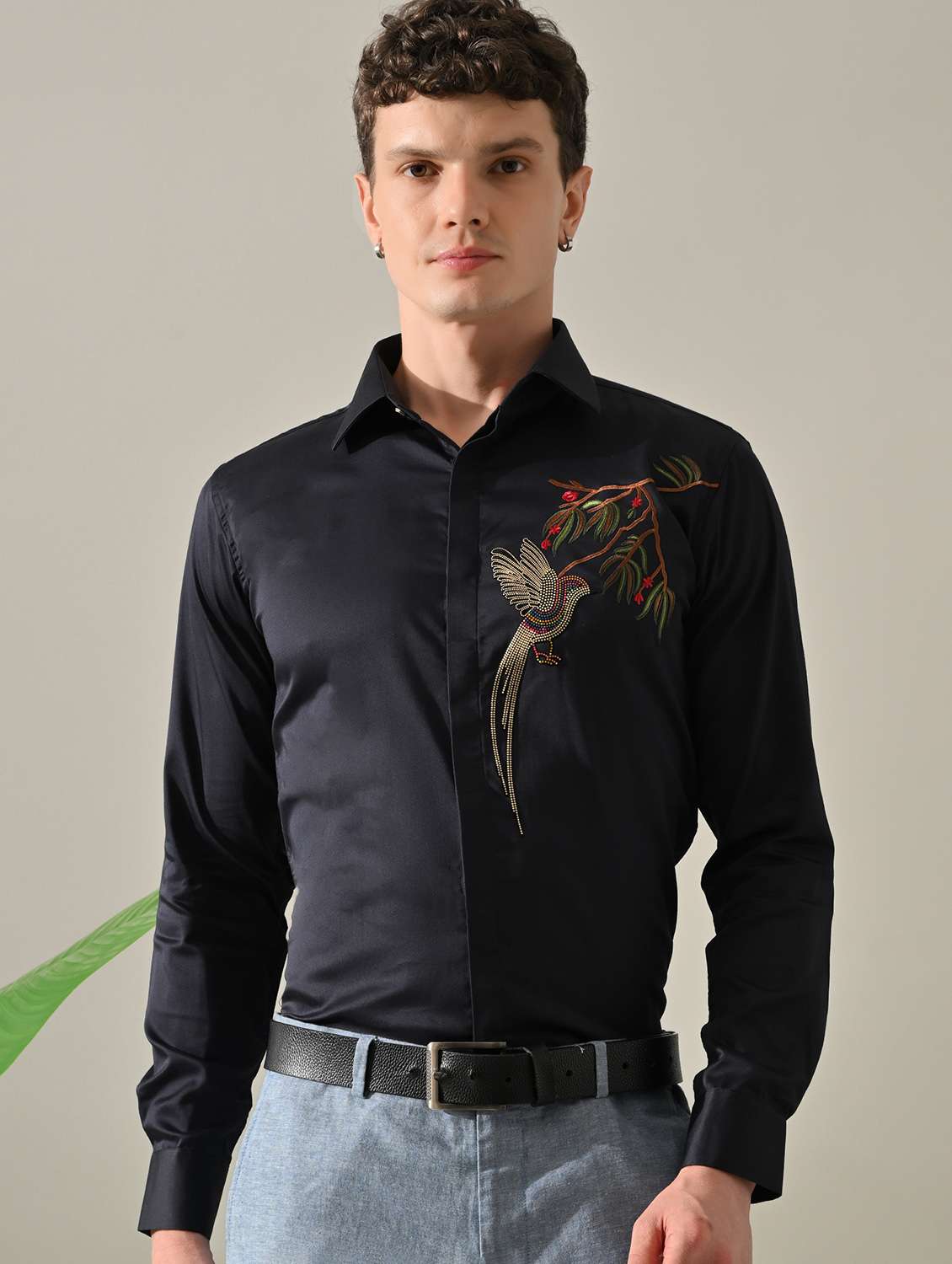 men embellished long sleeve slim fit casual shirt - 22562962 -  Standard Image - 2