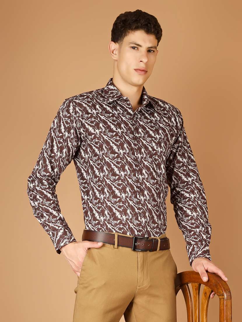 men printed long sleeve slim fit casual shirt - 22562966 -  Standard Image - 2