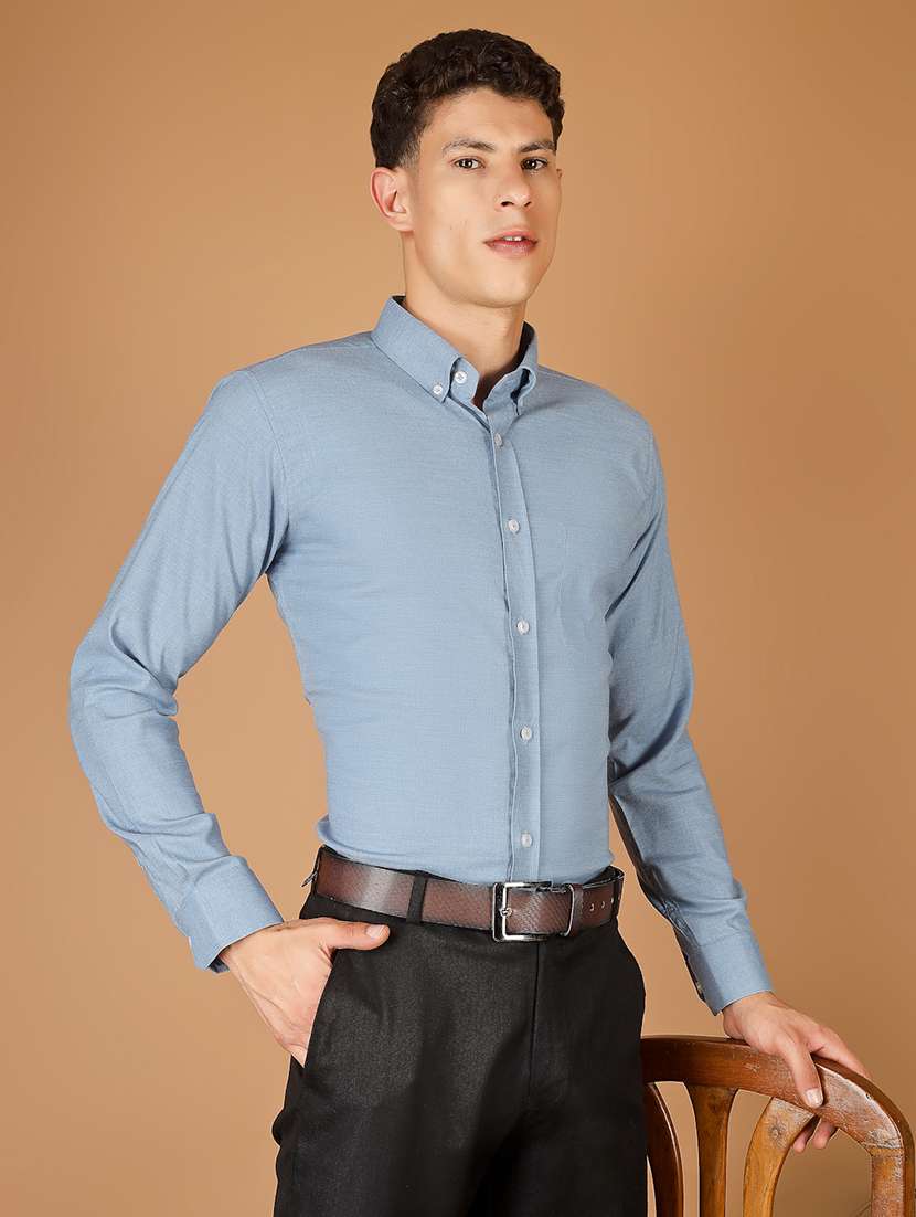 Men Solid Long Sleeve Slim Fit Formal Shirt - 22562967 -  Standard Image - 2