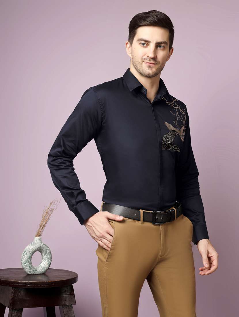 Men Embellished Long Sleeve Slim Fit Casual Shirt - 22562972 -  Standard Image - 2