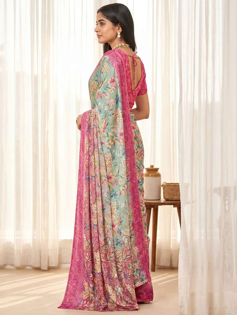 Women Floral Printed Saree With Blouse - 22563050 -  Standard Image - 2