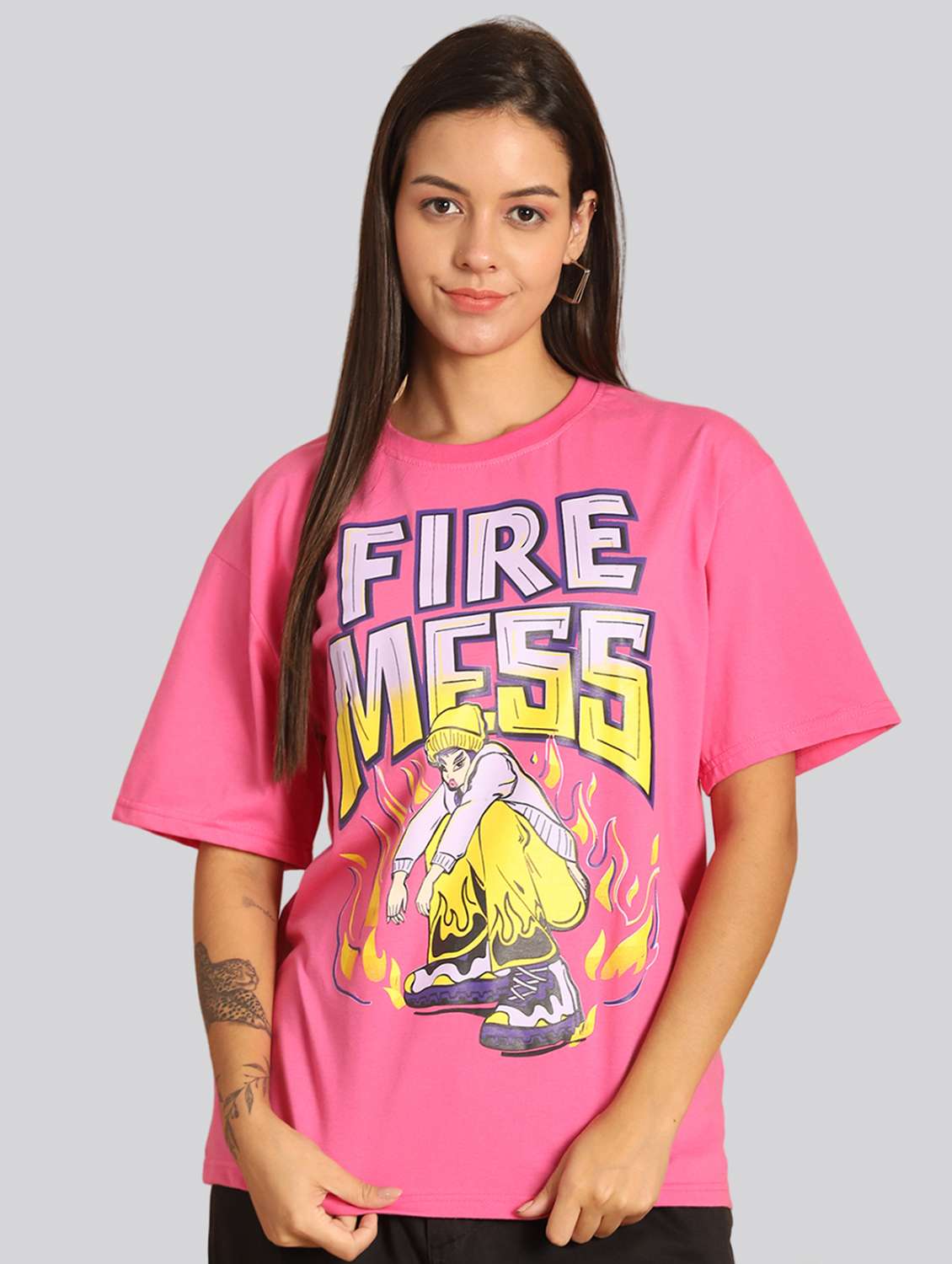 women printed short sleeves oversized t-shirt