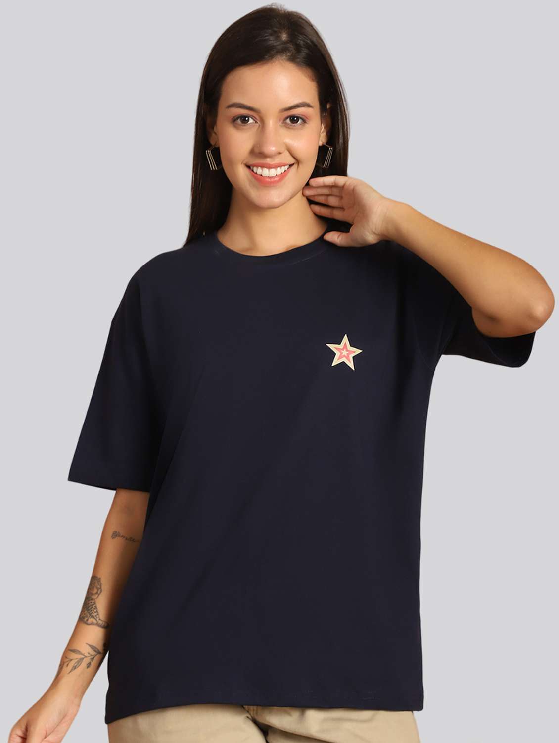 women printed short sleeves oversized t-shirt - 22563087 -  Standard Image - 2